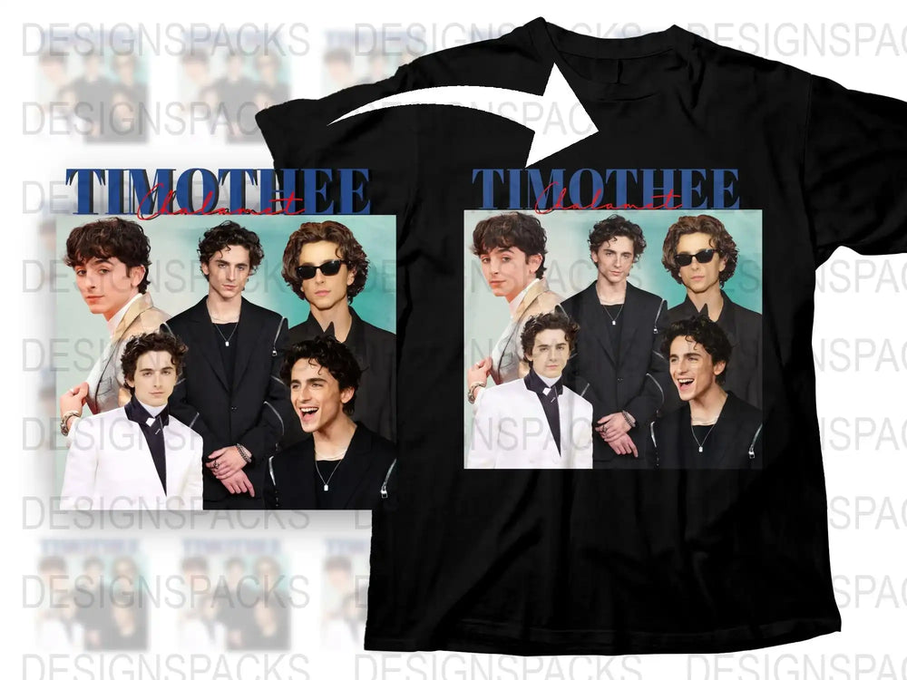 Celebrity Inspired Graphic T-Shirt, Trendy Photo Collage, Fashionable Casual Wear, Unisex Black Tee