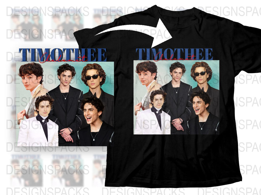 Celebrity Inspired Graphic T-Shirt, Trendy Photo Collage, Fashionable Casual Wear, Unisex Black Tee