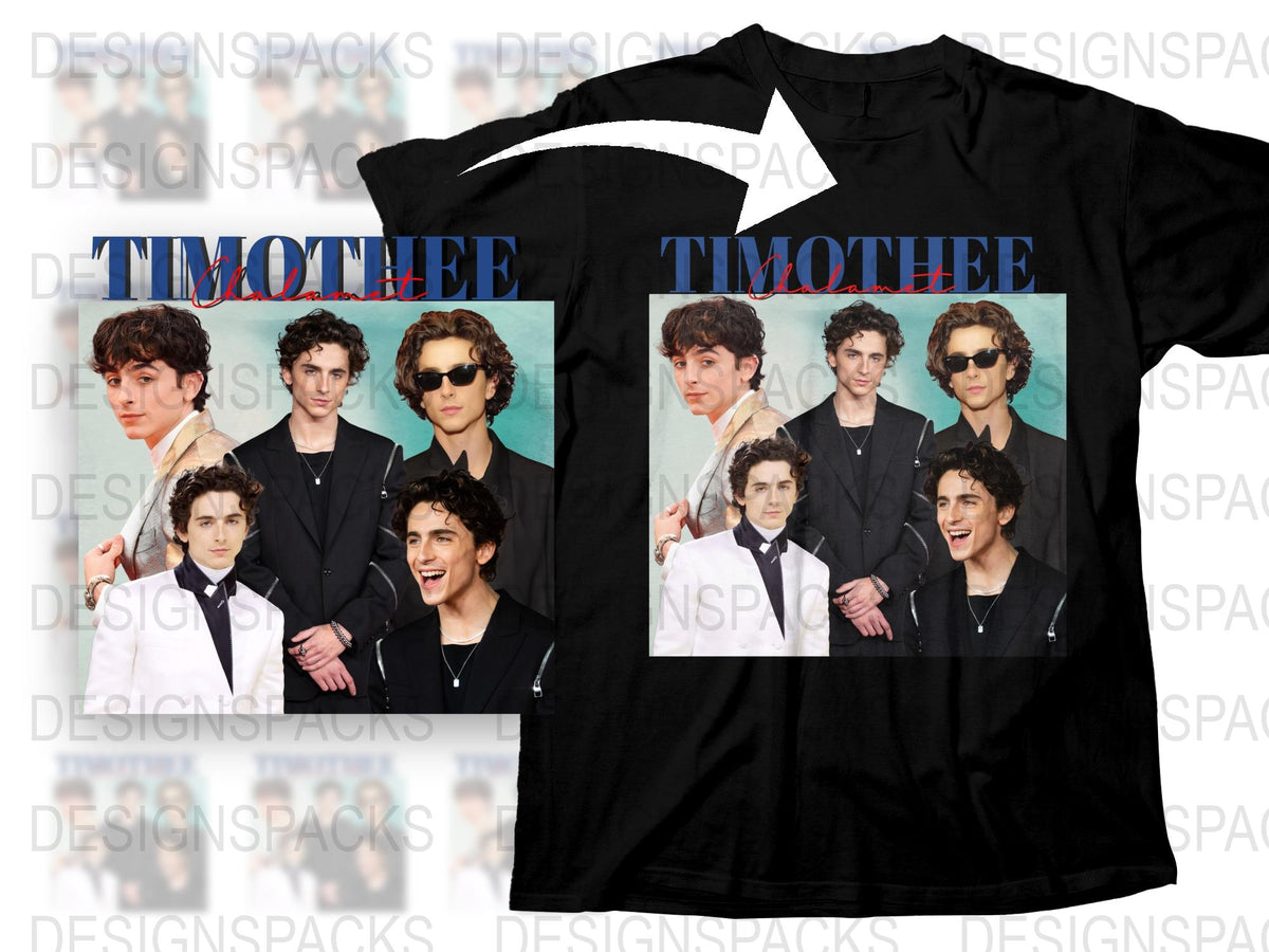 Celebrity Inspired Graphic T-Shirt, Trendy Photo Collage, Fashionable Casual Wear, Unisex Black Tee
