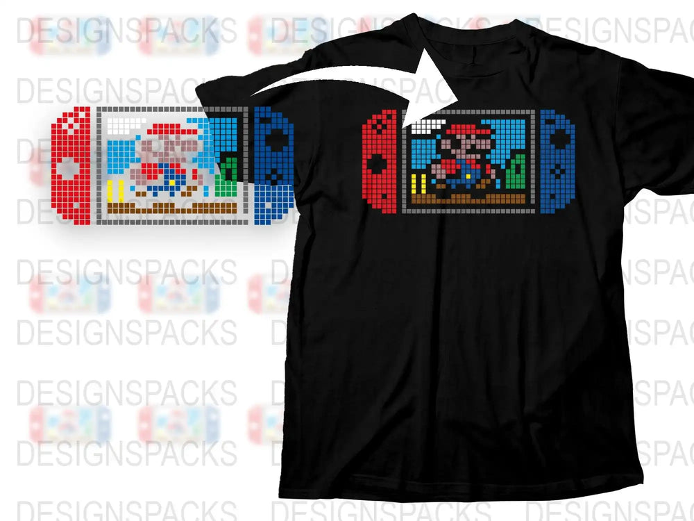 Retro Gaming T-Shirt, Pixel Art Mario Design, Classic Video Game Tee, Vintage Style Gamer Shirt