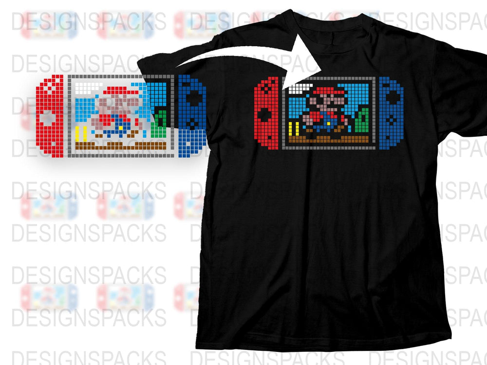 Retro Gaming T-Shirt, Pixel Art Mario Design, Classic Video Game Tee, Vintage Style Gamer Shirt