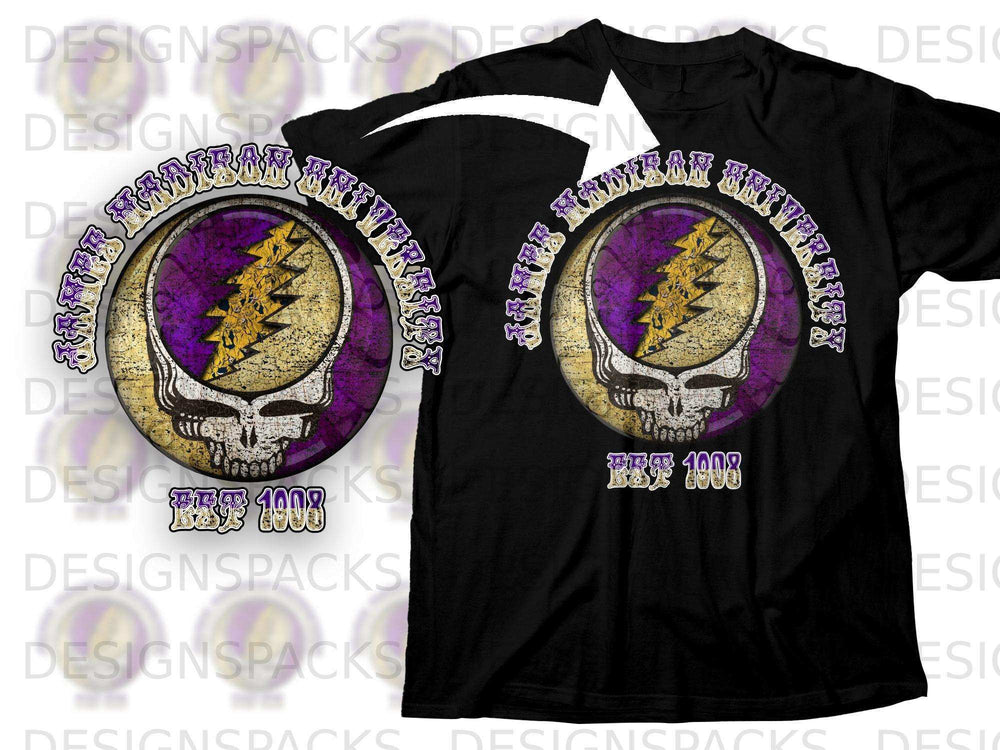 Dark and Bold Grateful Dead Lightning Skull T-shirt
