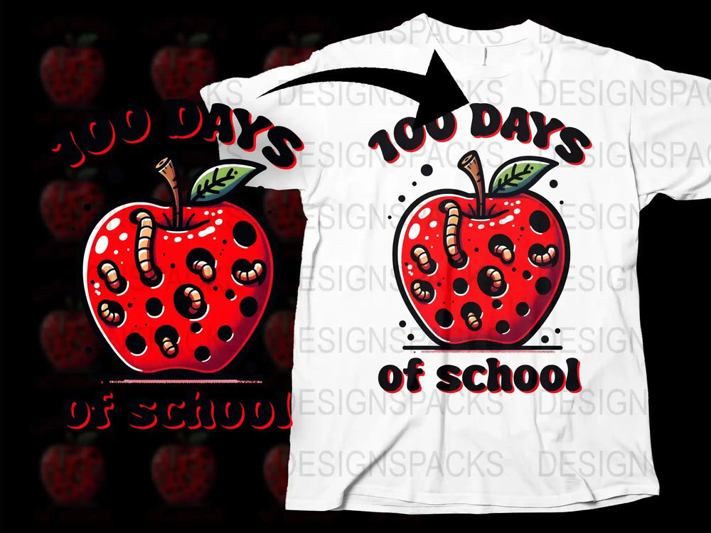 100 Days of School T-Shirt, Cute Apple Design, Kids School Celebration Tee, Colorful Graphic Shirt for Students, Teacher Gift Idea