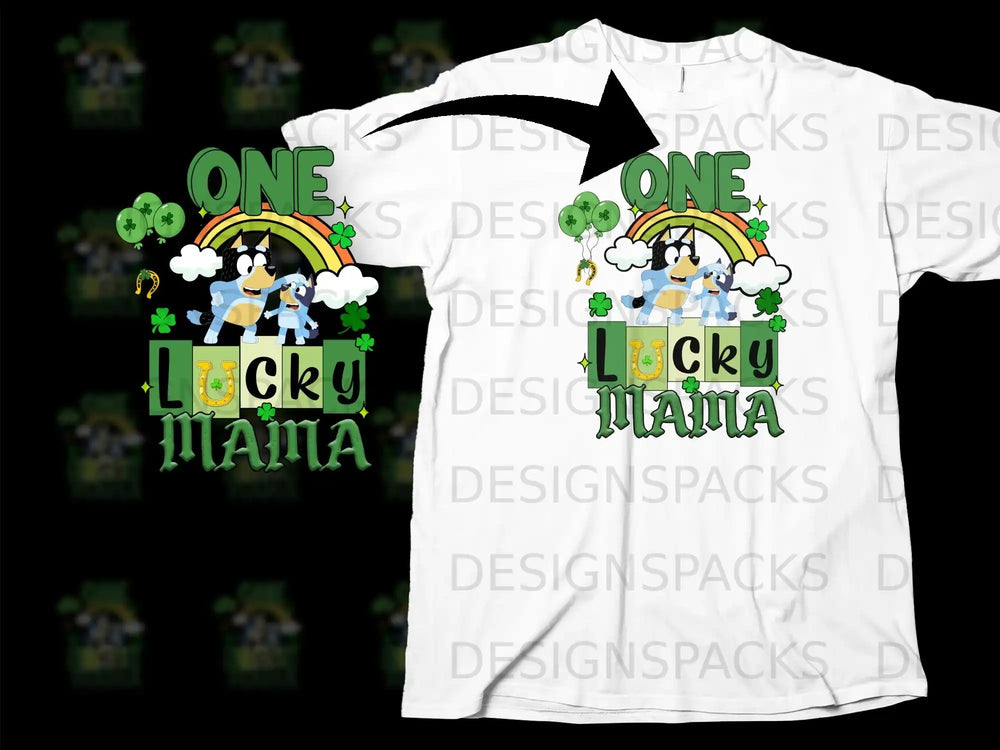ONE Lucky MAMA Bluey Bingo St Patricks Day Shamrock product type