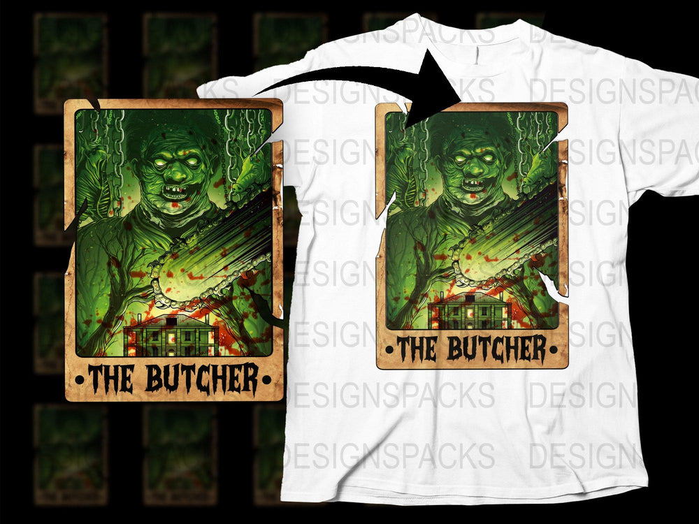 The Butcher Horror Themed T-Shirt, Unique Halloween Costume Tee, Scary Movie Fan Apparel, Graphic Printed Shirt for Horror Enthusiasts