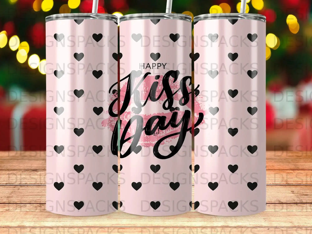 Pink Heart Pattern Happy Kiss Day Valentine Tumbler product type
