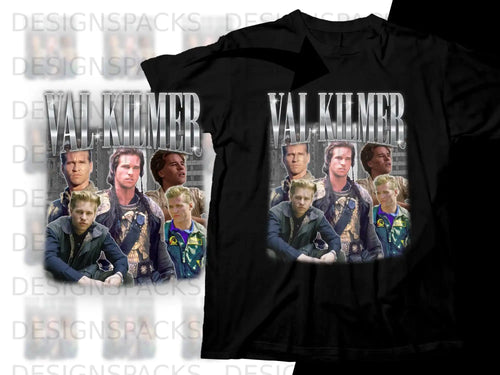 Black t-shirt featuring a collage of Val Kilmer as Iceman from Top Gun.