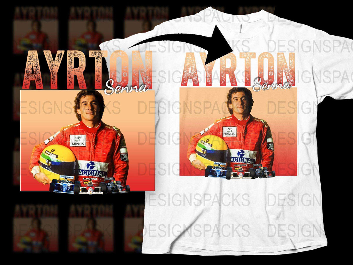 Ayrton Senna Graphic T-Shirt, Vintage Racing Legend, Formula One Fan Apparel