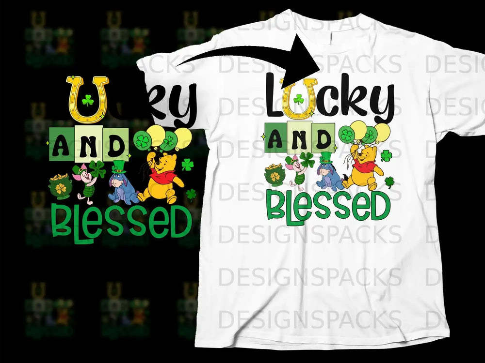 LUCKY AND BLESSED Pooh Friends St Patricks Day product type