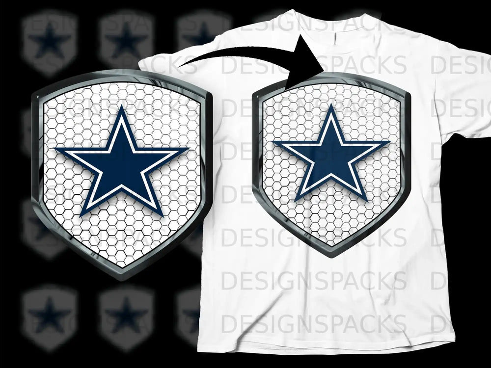 Star Shield Graphic T-Shirt with Honeycomb Pattern