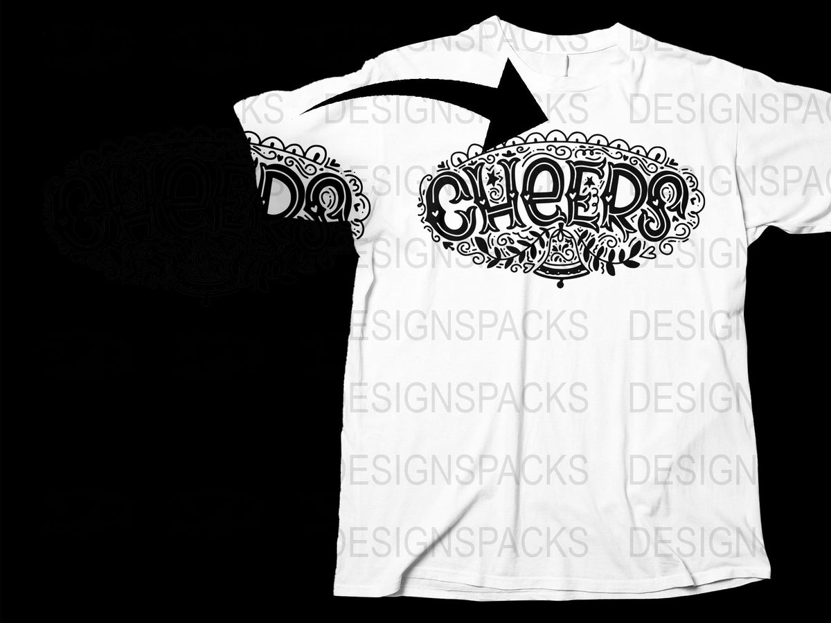 Cheers Graphic T-Shirt, Vintage Typography, Black and White Men's Tee, Casual Streetwear Style, Unique Gifts for Him