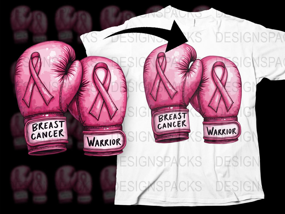 Breast Cancer Awareness Pink Boxing Gloves Warrior T-Shirt, Support Cause Tee