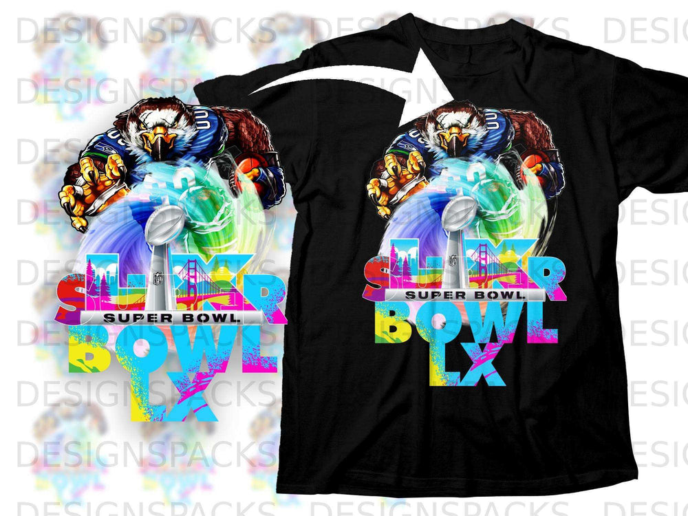 Colorful Super Bowl LX Graphic T-Shirt for Fans