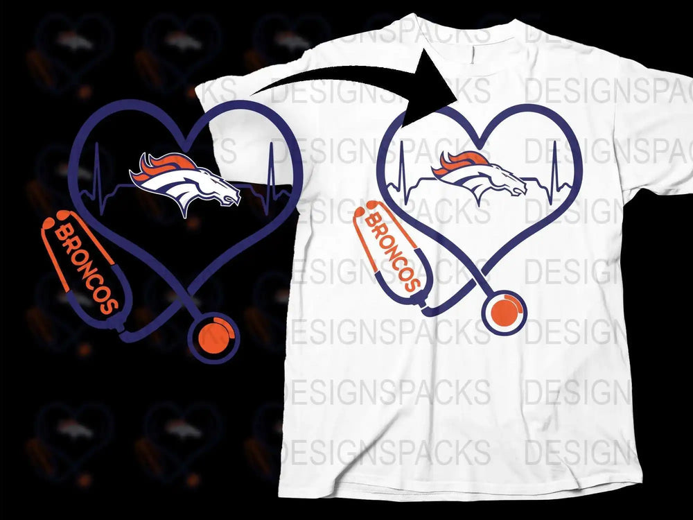 Denver Broncos Heartbeat T-Shirt, NFL Team Pride Fan Gift, Casual Sports Apparel, Unique Graphic Tee Design