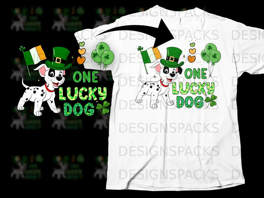 ONE LUCKY DOG Dalmatian Green Hat Irish Flag product type