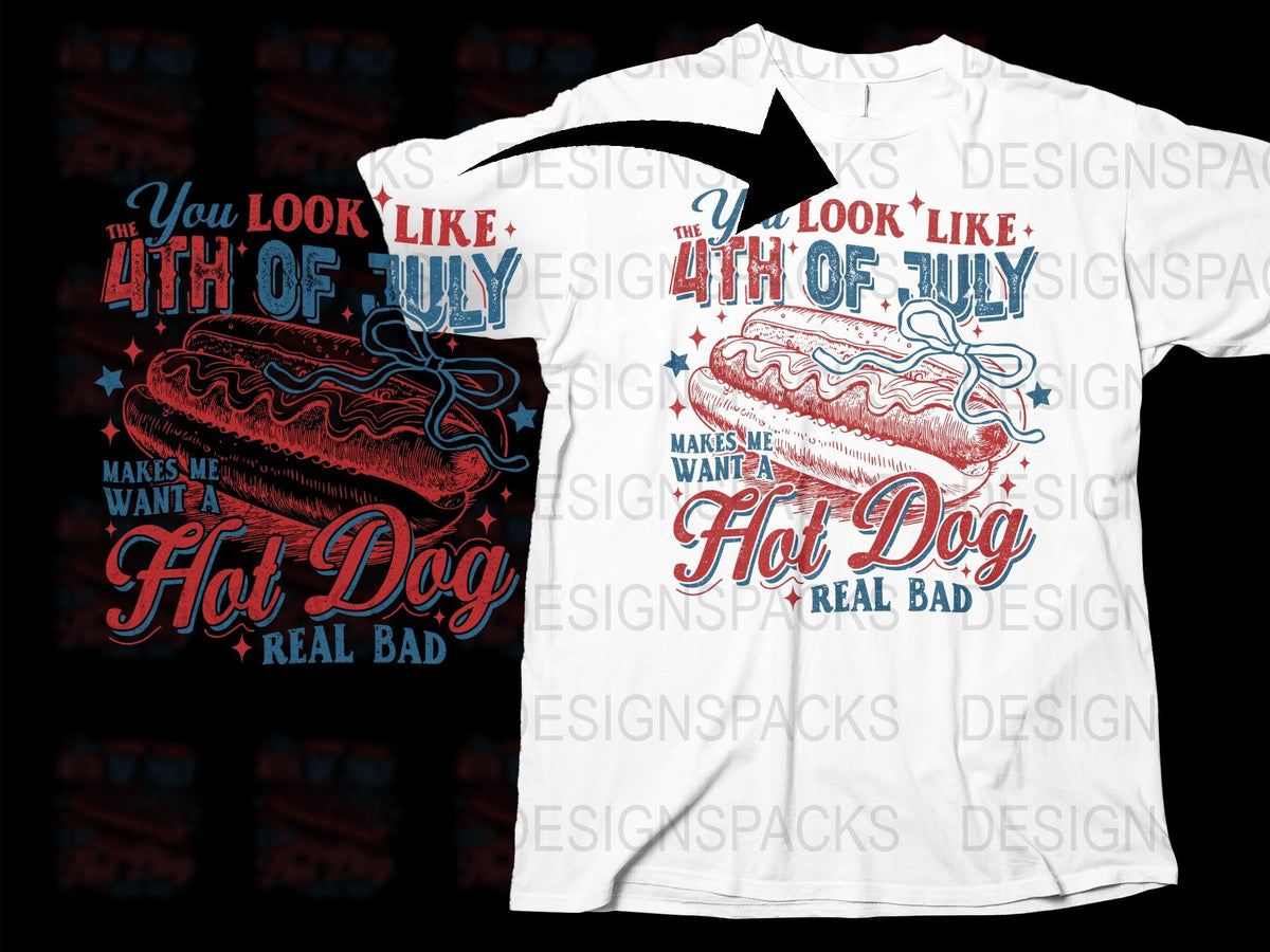Patriotic 4th of July T-Shirt, Funny Hot Dog Graphic Tee, American Flag Design, Unisex Adult Clothing
