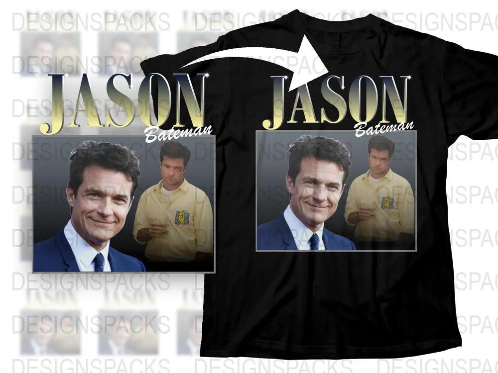 Jason Bateman Graphic T-Shirt, Famous Actor Print, Casual Fan Apparel, Black Cotton Tee, Unisex Adult Clothing Sizes