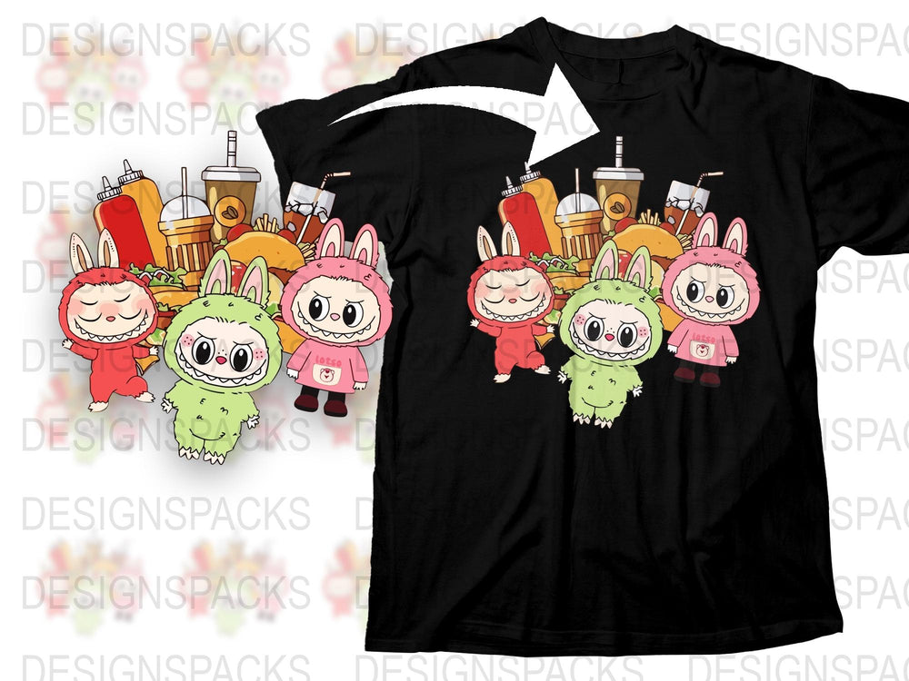 Cute Cartoon Animal T-Shirt, Funny Colorful Characters, Unisex Graphic Tee, Casual Streetwear, Gift Idea