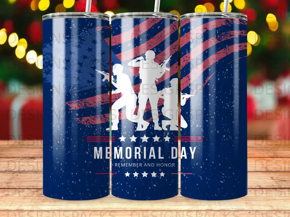 MEMORIAL DAY REMEMBER AND HONOR Soldiers Flag tumbler product type