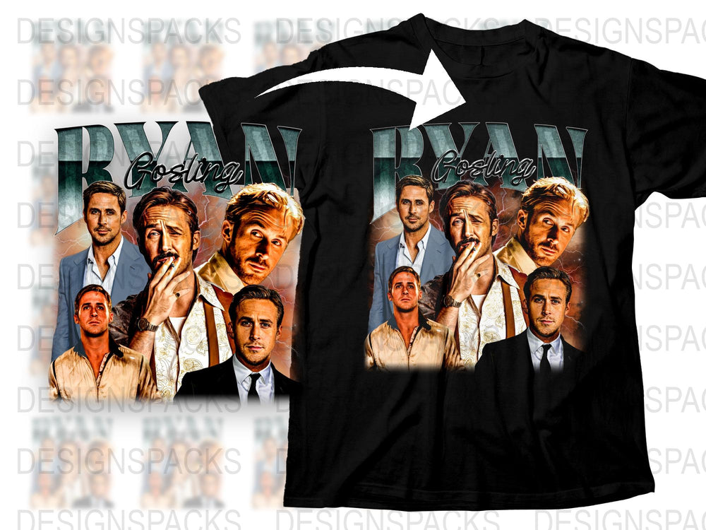 Ryan Gosling Movie Collage T-Shirt, Vintage Style Graphic Tee, Actor Fan Merchandise, Unique Gift Idea
