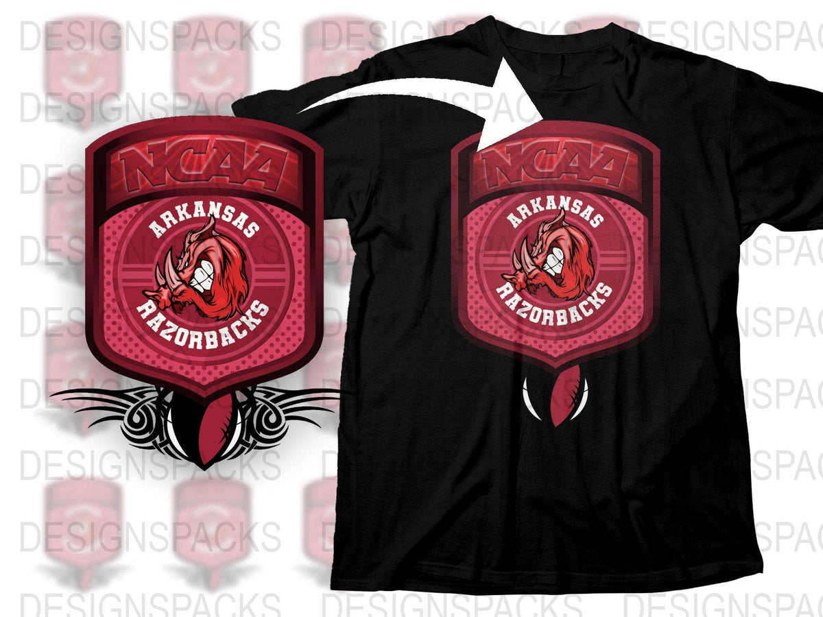 Arkansas Razorbacks NCAA Team Logo Black T-Shirt, Sports Fan Apparel, College Football Gear