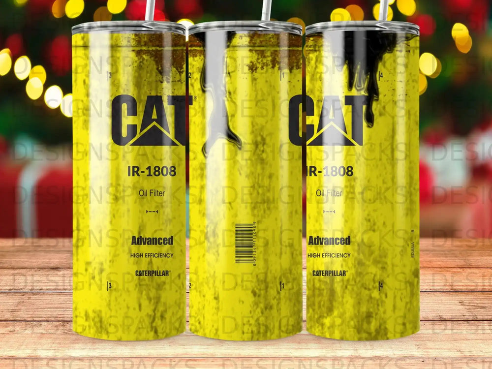 Caterpillar CAT IR-1808 oil filter tumbler with high efficiency branding.