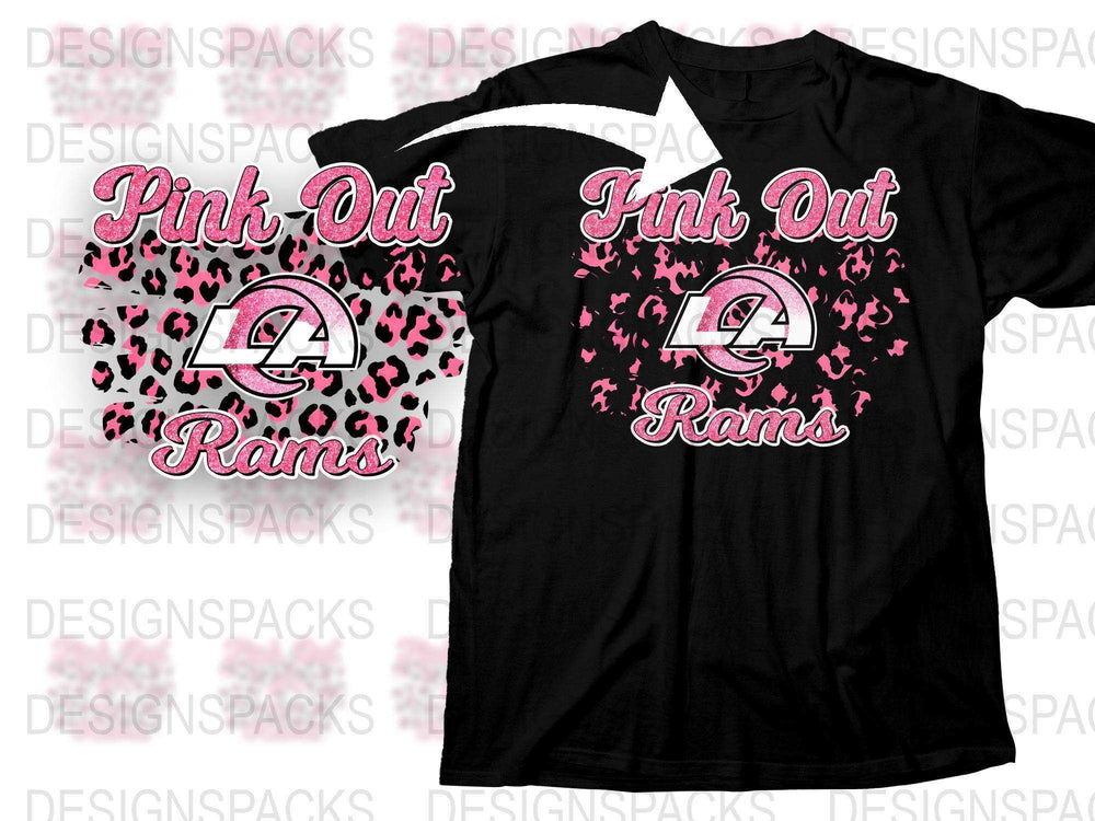 Pink Out Rams T-Shirt, Breast Cancer Awareness, Sports Team Support Tee, Black and Pink Graphic Shirt