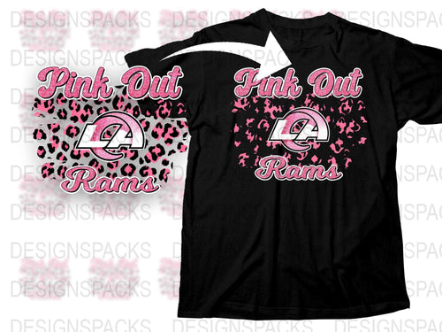 Pink Out Rams T-Shirt, Breast Cancer Awareness, Sports Team Support Tee, Black and Pink Graphic Shirt