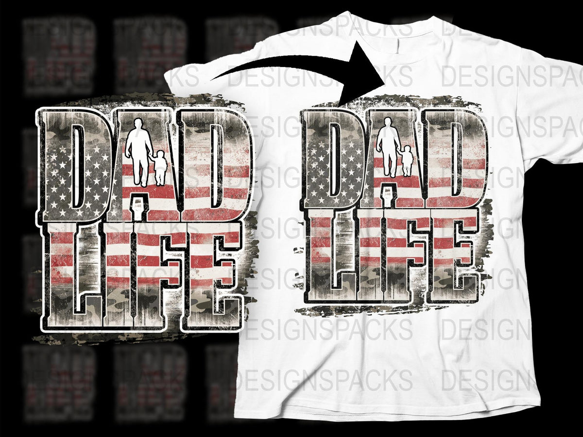 Vintage Dad Life T-Shirt, American Flag Design, Patriotic Fathers Day Gift, Distressed Graphic Tee