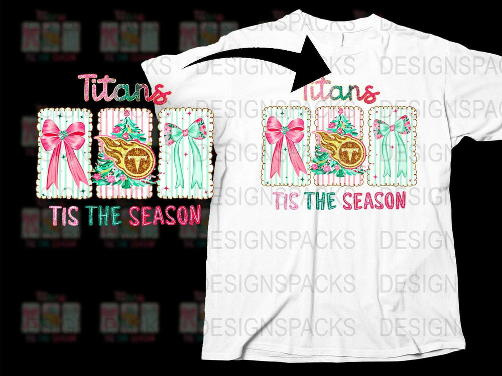 Titans Tis The Season Graphic T-Shirt, Festive Holiday Tee, Christmas Casual Wear, Sports Team Spirit Apparel
