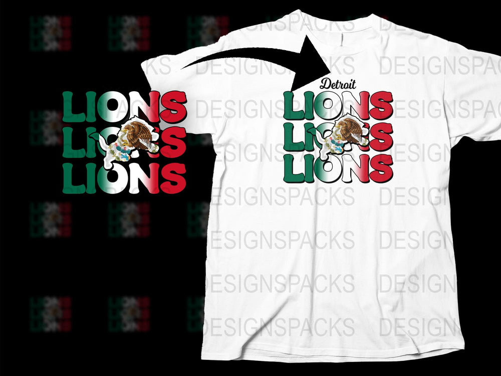 Detroit Lions Graphic T-Shirt, Men's White Casual Sporty Tee, NFL Fan Apparel
