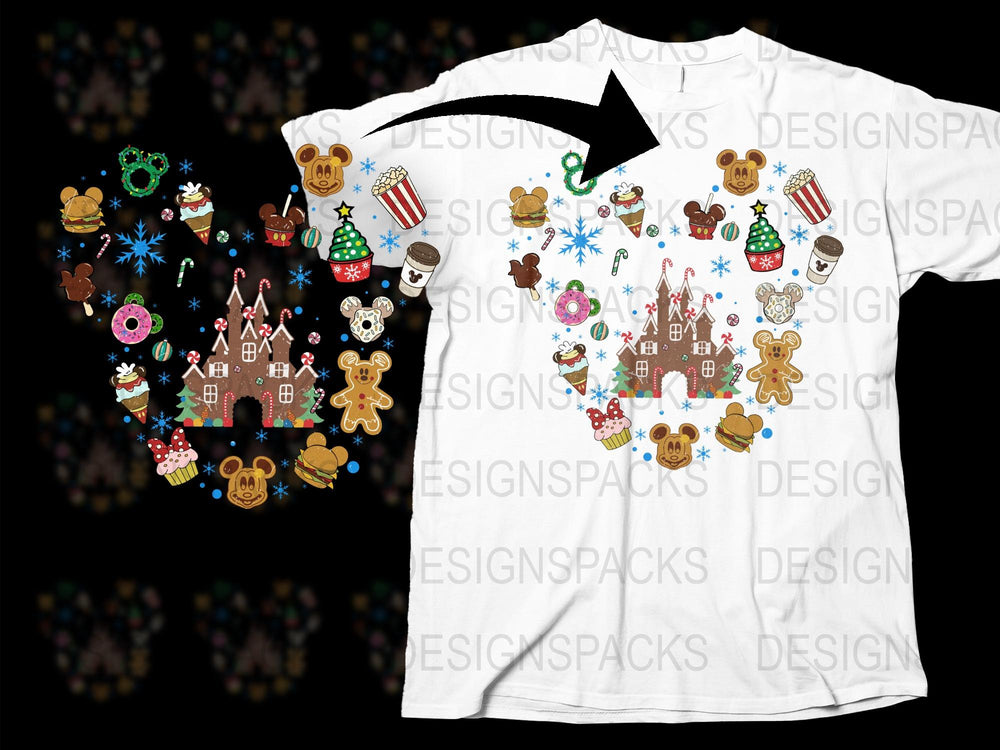 Christmas Gingerbread Cookie T-Shirt, Festive Holiday Graphic Tee, Colorful Winter Apparel for All Ages