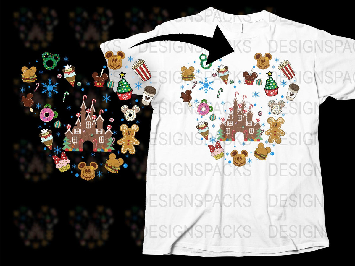 Christmas Gingerbread Cookie T-Shirt, Festive Holiday Graphic Tee, Colorful Winter Apparel for All Ages