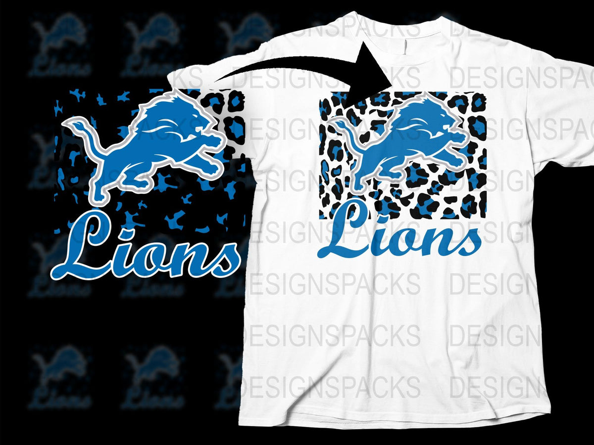 Detroit Lions On Animal Print NFL Football Team Png Digital Download