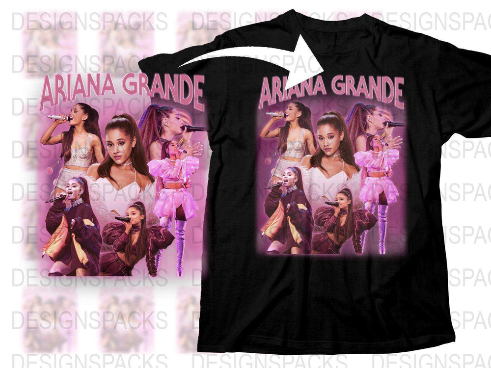 Ariana Grande Fan T-Shirt, Pop Star Concert Shirt, Music Artist Graphic Tee, Black Unisex Shirt with Celebrity Photos