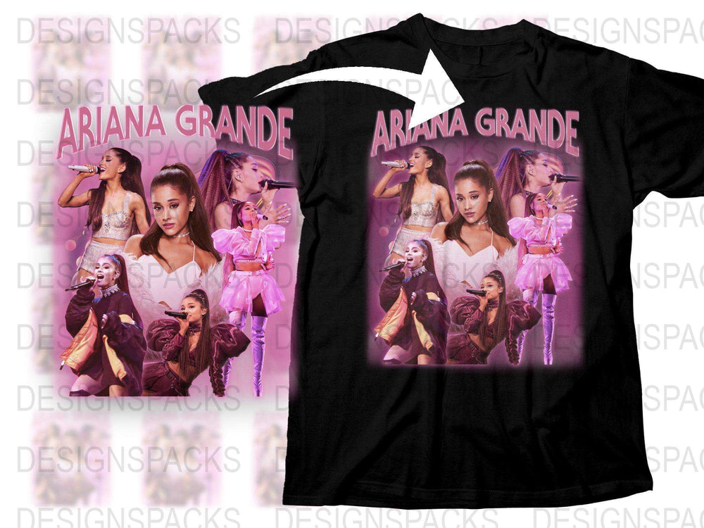 Ariana Grande Fan T-Shirt, Pop Star Concert Shirt, Music Artist Graphic Tee, Black Unisex Shirt with Celebrity Photos
