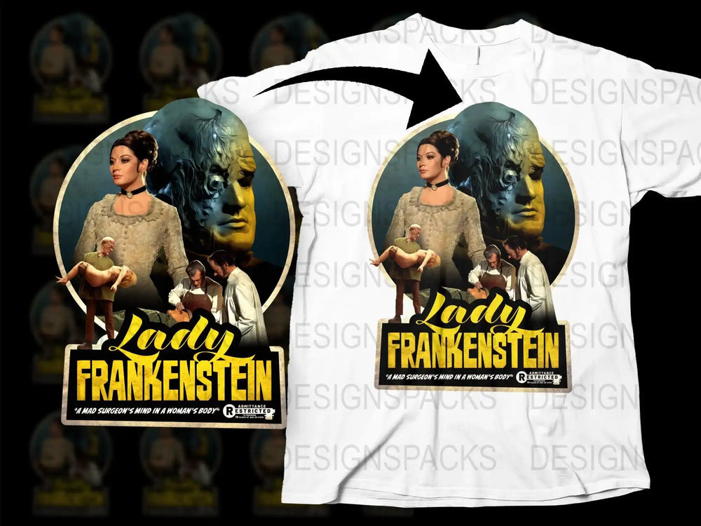 Lady Frankenstein Vintage Horror Movie T-Shirt, Classic Film Graphic Tee, Retro Style Cinema Apparel