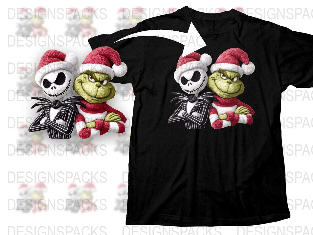 Nightmare Before Christmas Inspired T-Shirt, Jack and Grinch, Holiday Tee, Unisex Christmas Shirt Gift