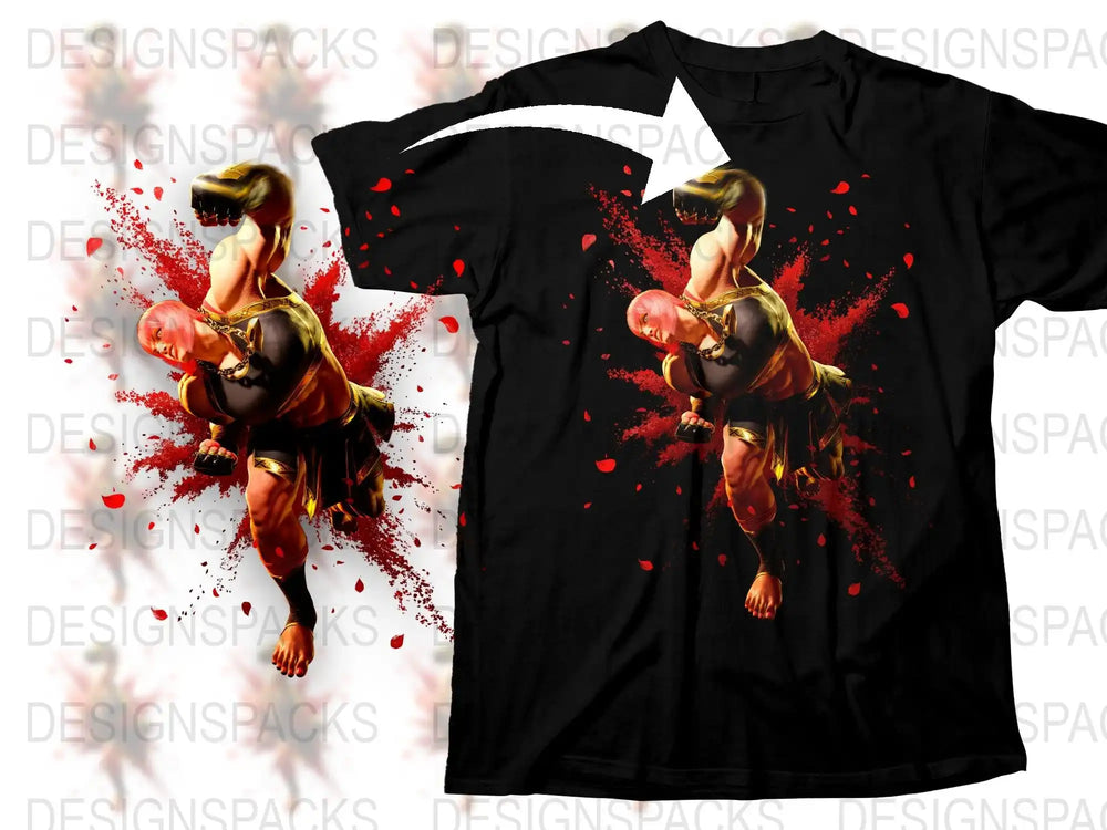 Graphic T-Shirt Bold Red Splash Art Woman Holding Apple, Unique Designer Tee, Striking Modern Artwork Shirt