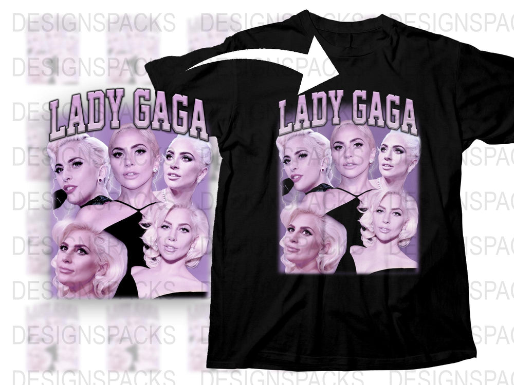 Lady Gaga Inspired Graphic T-Shirt, Pop Icon Collage Tee, Music Fan Apparel, Gift Idea