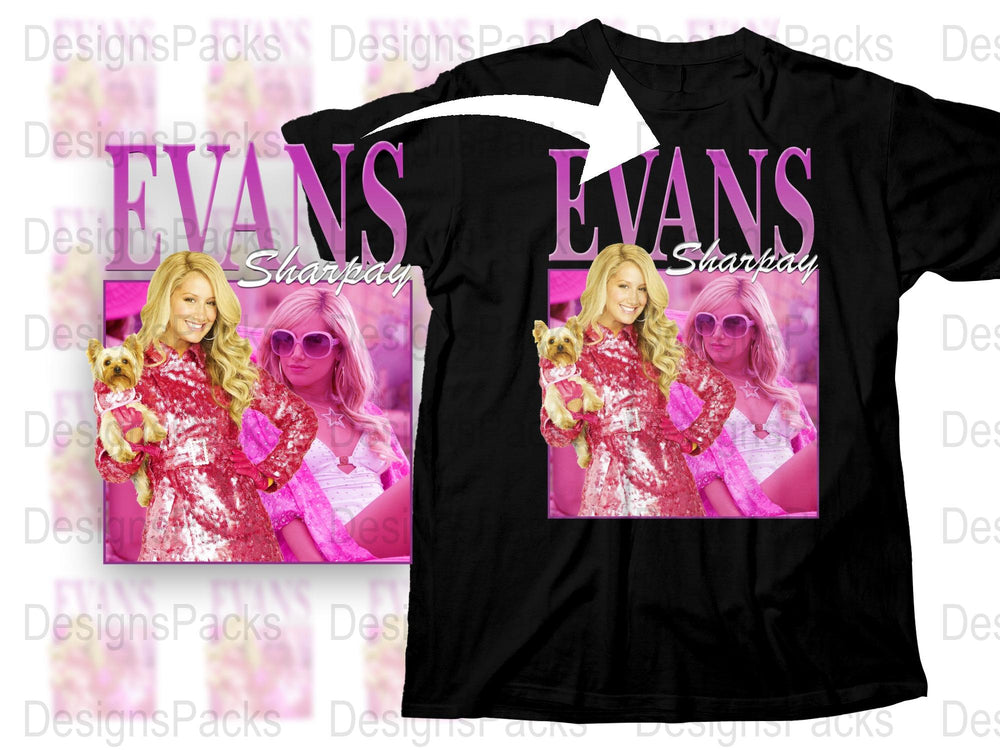 Evans Birthday Pink Glitter Graphic T-Shirt, Women's Fashion Tee, Stylish Party Outfit, Gift Idea