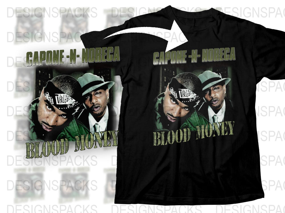 Vintage Hip Hop T-Shirt, Capone N Noreaga Blood Money Graphic Tee, Urban Music Streetwear, Retro Rap Fans Apparel, Unisex Fashion Top