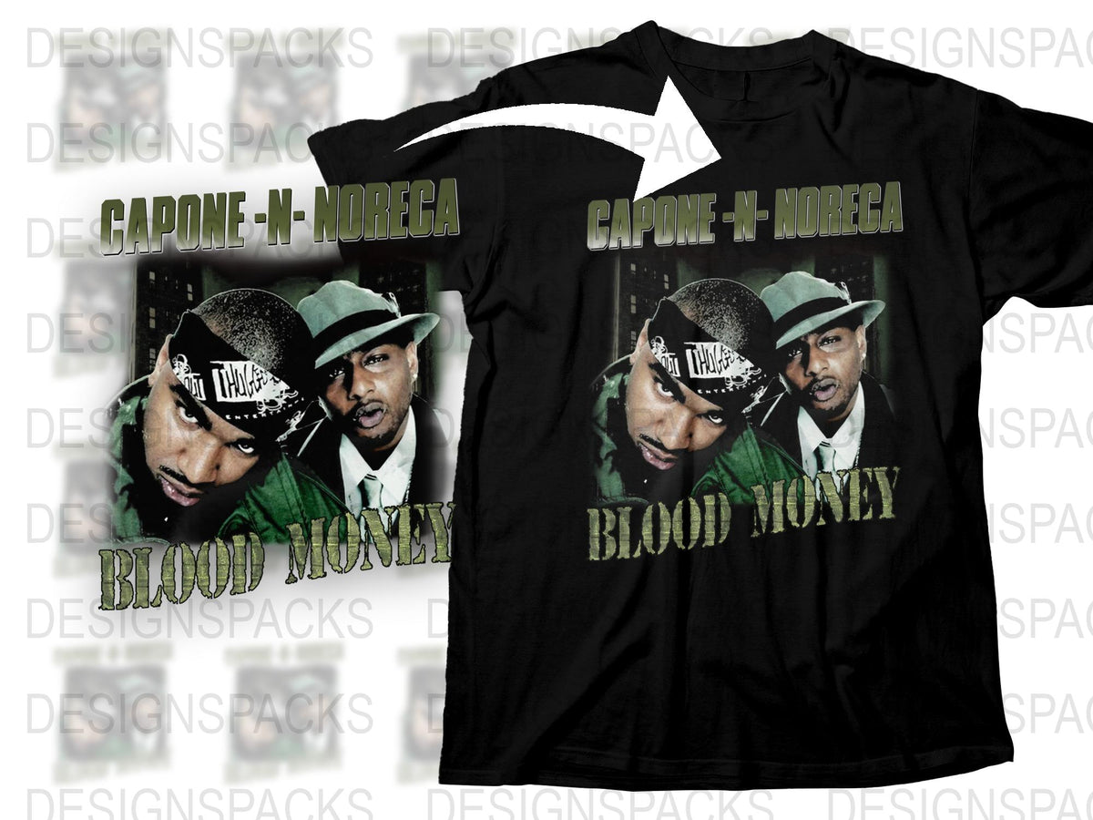 Vintage Hip Hop T-Shirt, Capone N Noreaga Blood Money Graphic Tee, Urban Music Streetwear, Retro Rap Fans Apparel, Unisex Fashion Top