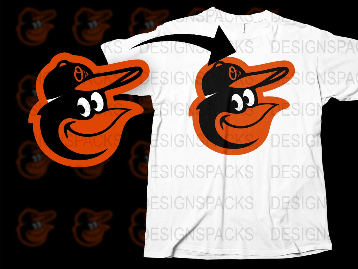 Baltimore Orioles Sports Team Logo Graphic T-Shirt, Orange and Black Bird Design, Casual Wear