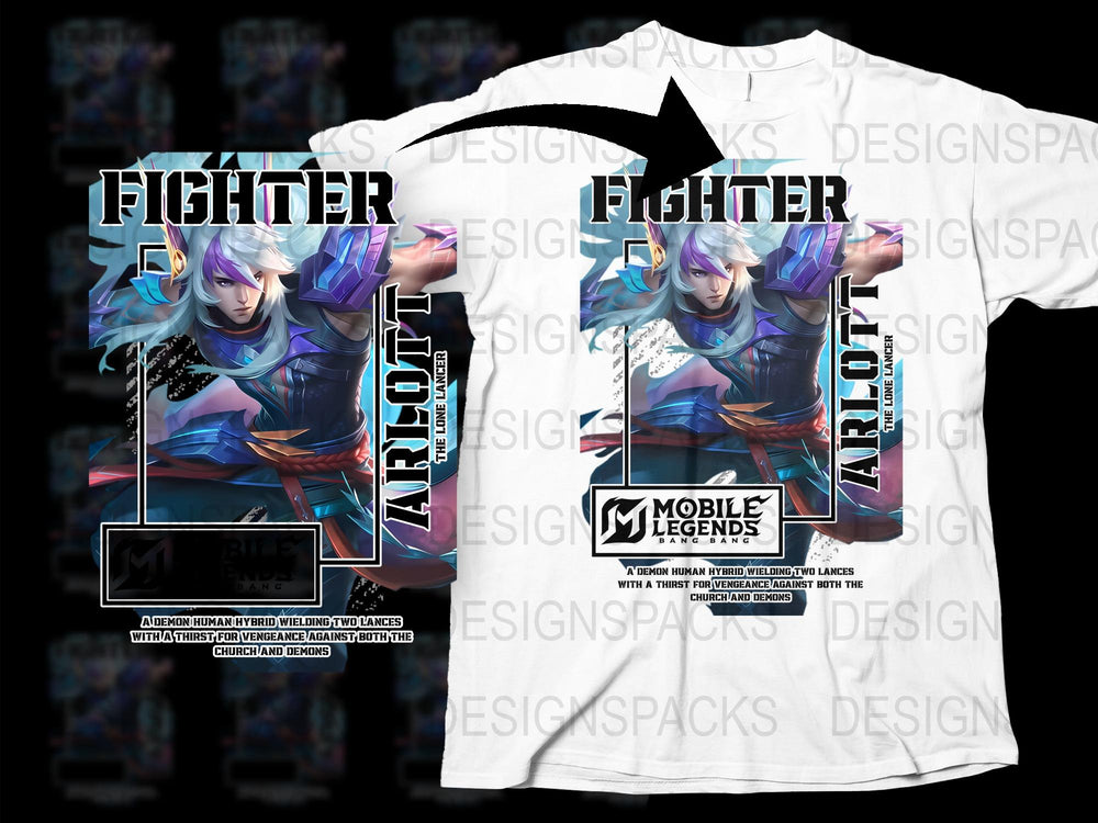 Mobile Legends Fighter Graphic T-Shirt, Esports Apparel, Cool Gamer Clothing, Stylish Video Game Merchandise, Unisex Tee
