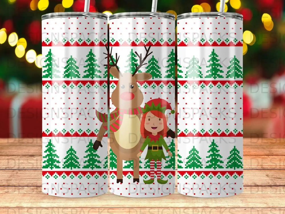 Christmas Ugly Sweater Pixel Art Reindeer Elf Holiday product type