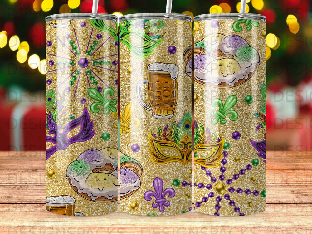 Mardi Gras Celebration Glitter King Cake Beer Mask Beads product type