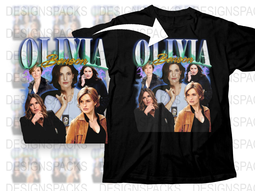 Olivia Benson Law and Order SVU Inspired Graphic T-Shirt, Fan Art Tee, Multiple Poses, Black Cotton Shirt