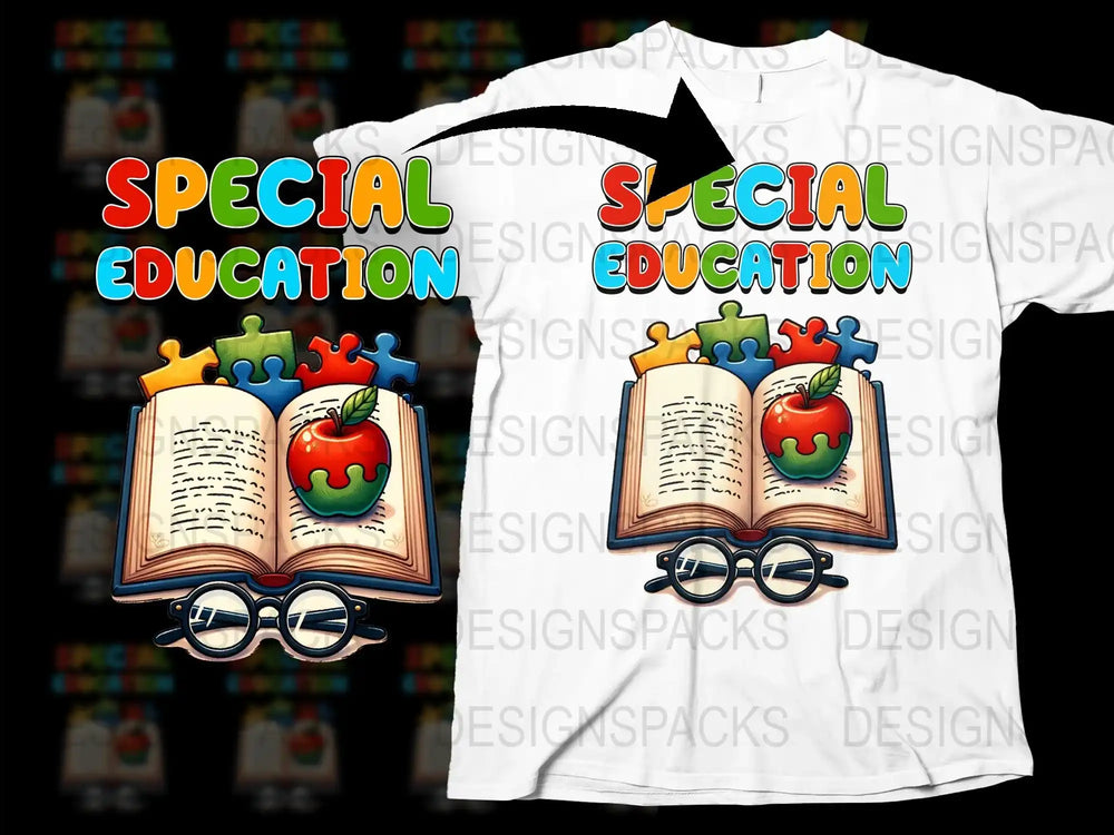 Special Education Teacher T-Shirt, Colorful Puzzle Apple Design, Unisex Graphic Tee for Educators