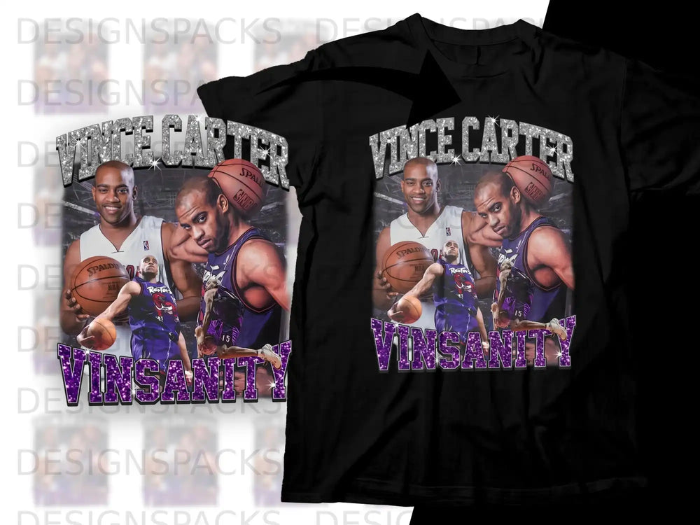 Vince Carter's "Vinsanity" Raptors jersey and player portrait.